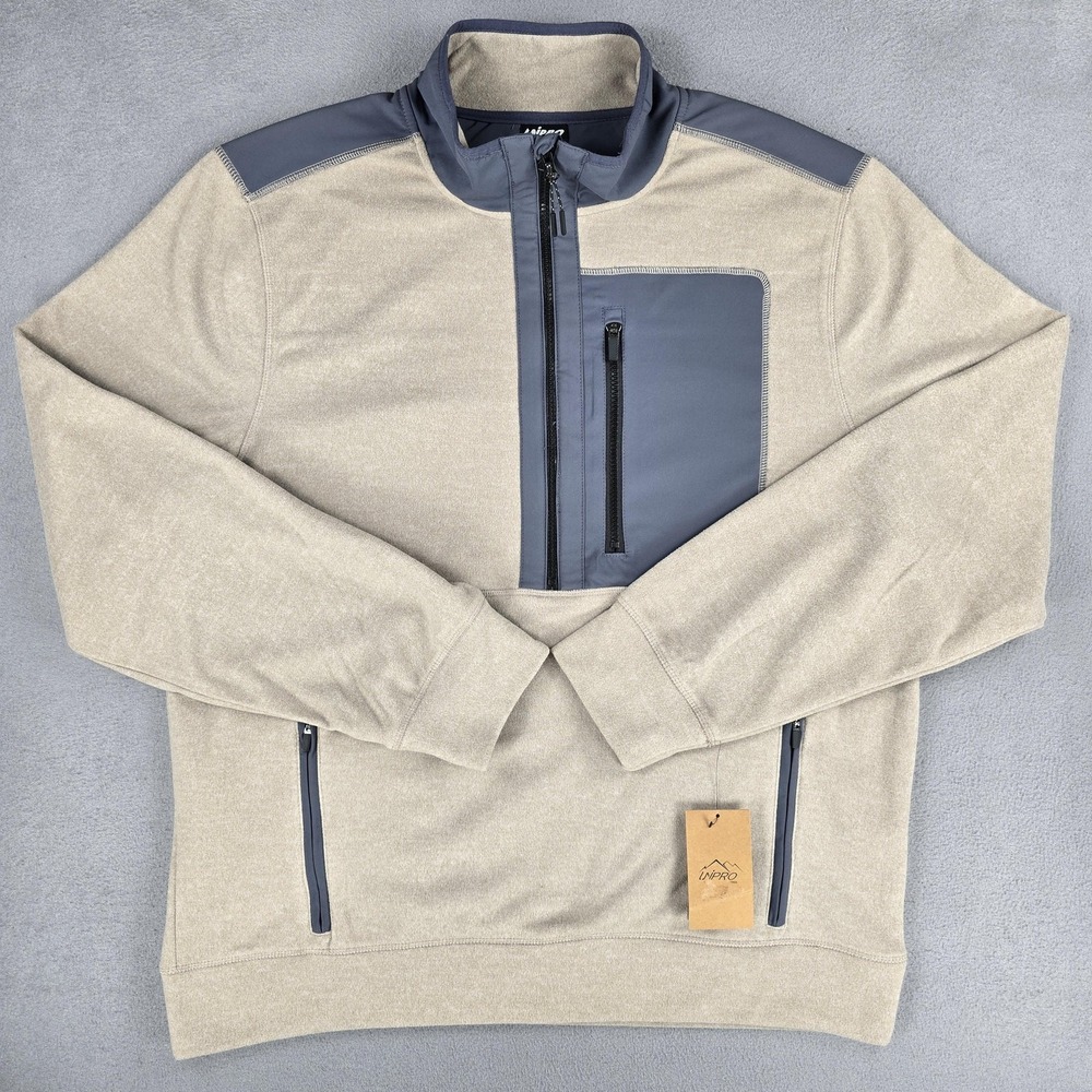 Unipro Trek Sweater Mens XL Grey Mauve Heather Half Zip QwickDry Pullover - Picture 2 of 13